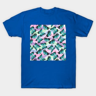 Blue Butterflies Pattern T-Shirt